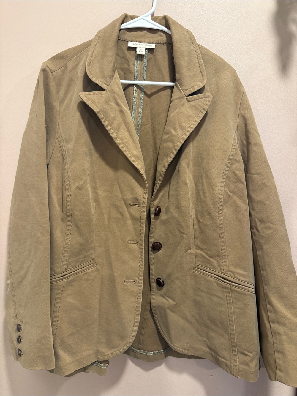Coldwater Creek Khaki Cotton Blazer Jacket